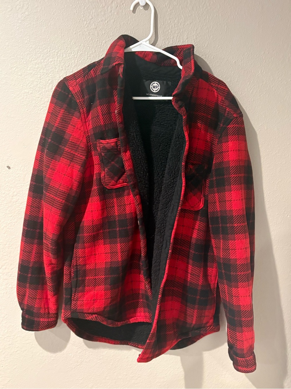 Red & Black Plaid Sherpa-Lined Men's Jacket